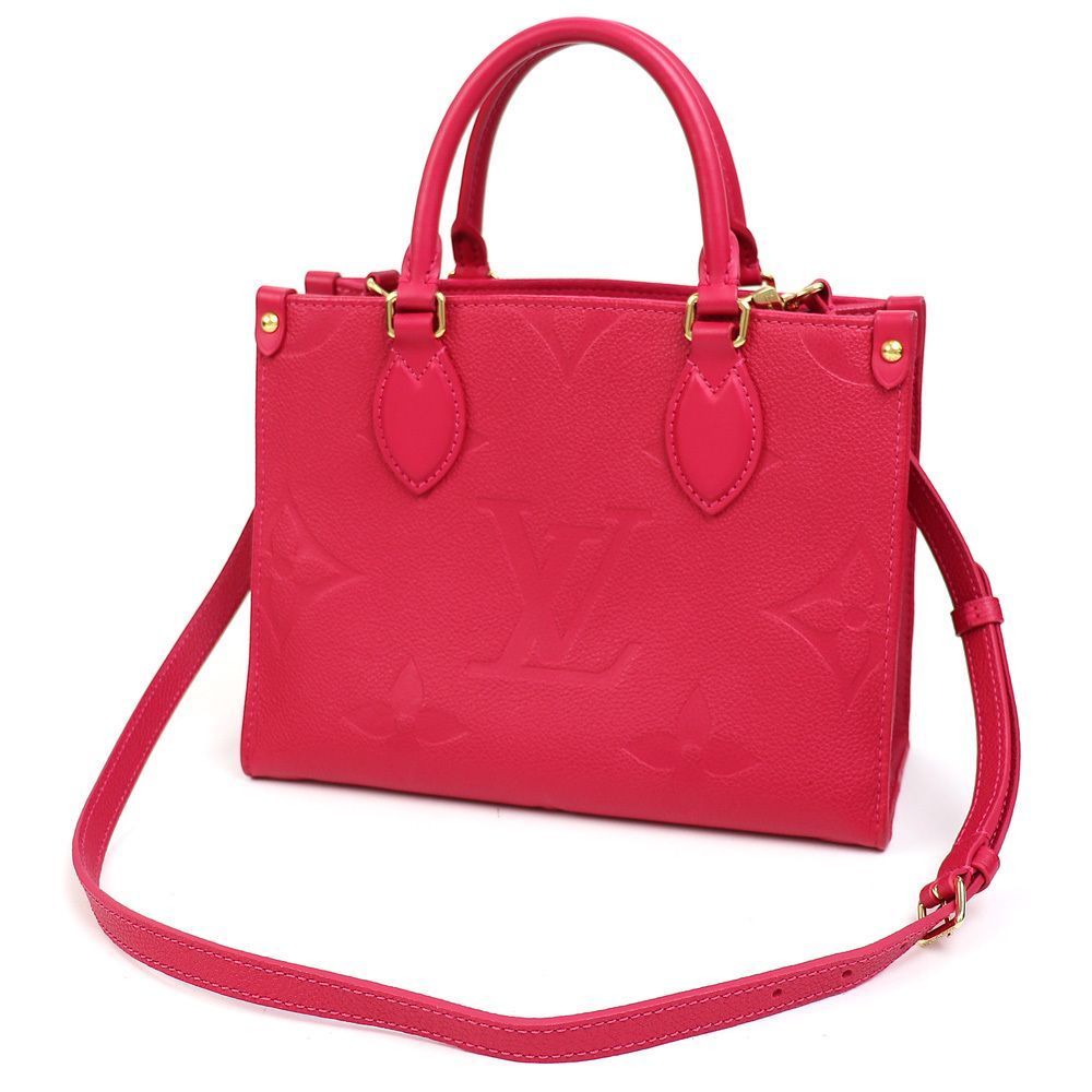 Tote Bag On The Go Monogram Implant Leather Pink PM LV